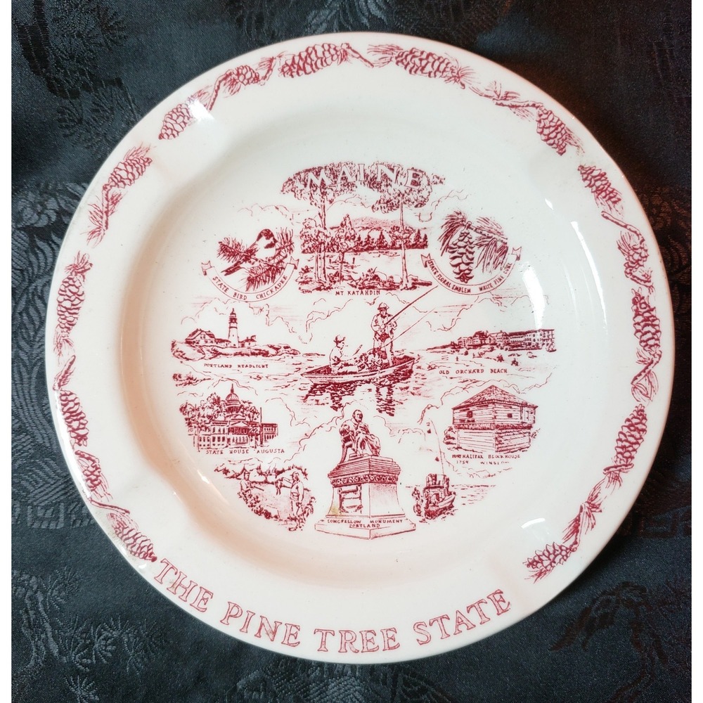 Vintage Maine Ashtray - design‎ by Vernon Kilns Pottery/China